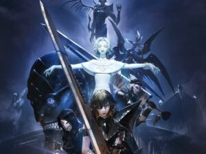 Soulstice Deluxe Edition gameplay on Xbox Series X|S showing dark fantasy action combat with Briar and her spectral sister Lute during an intense boss battle. Xbox Series X|S에서 플레이되는 Soulstice Deluxe Edition 게임플레이 이미지로, 다크 판타지 세계관 속에서 브라이어와 영혼 자매 루트가 함께 보스와 전투하는 액션 장면.